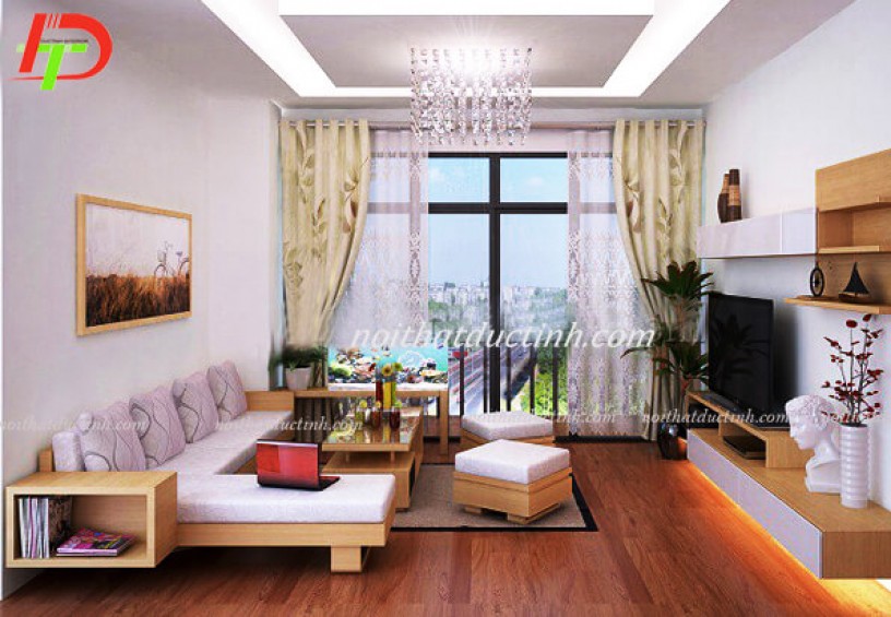 Bàn ghế gỗ cho phòng khách nhỏ BG16