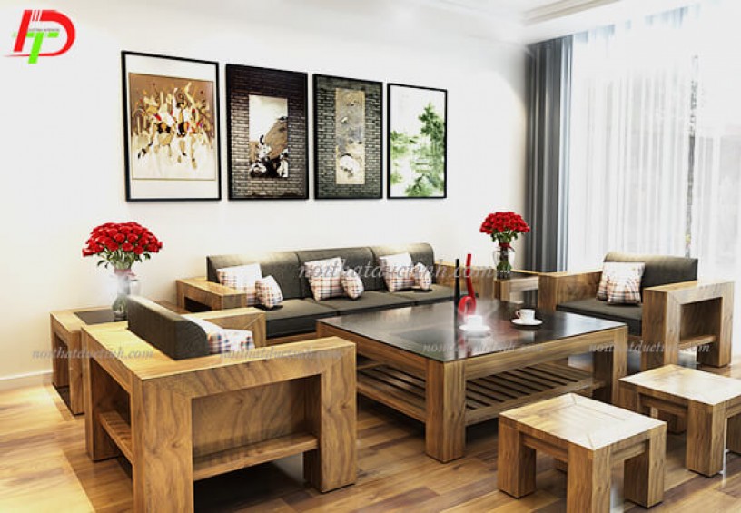 Mẫu bàn ghế gỗ phòng khách BG25