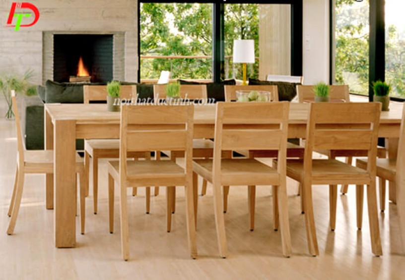 Bộ bàn ăn gỗ sồi nga 10 ghế BA62