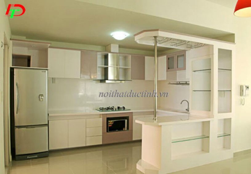 Mẫu quầy bar gia đình gỗ công nghiệp laminate QB14