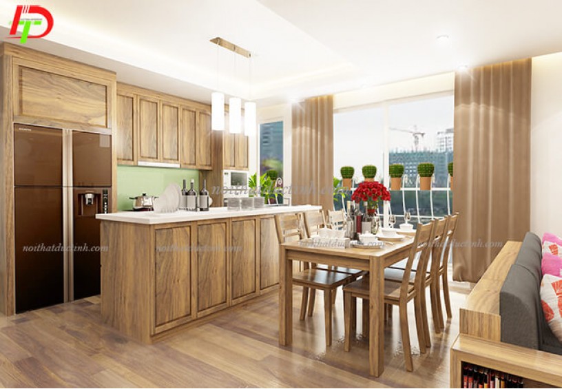 Tủ bếp gỗ tự nhiên bền đẹp TB09