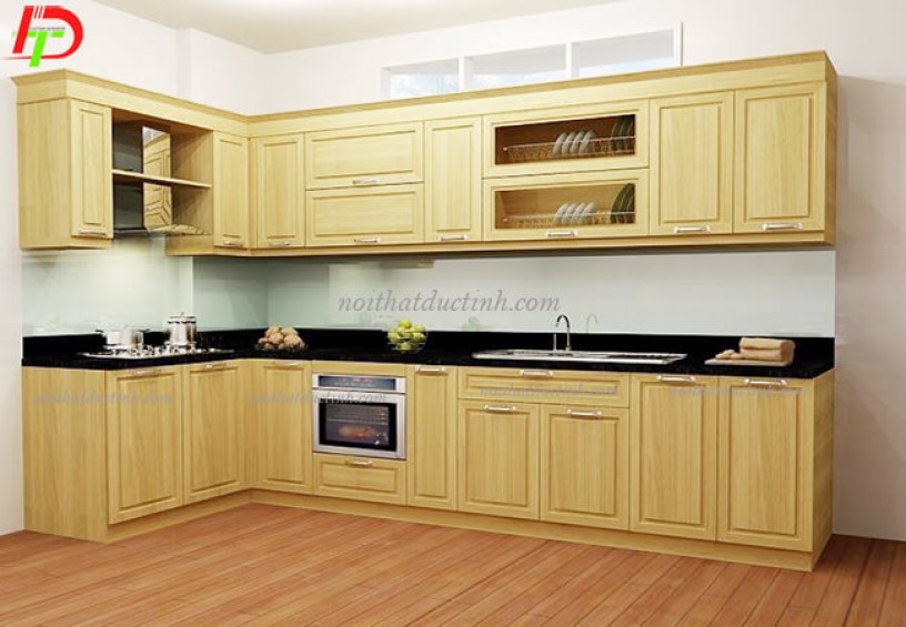 Tủ bếp gỗ tự nhiên chữ L TB12
