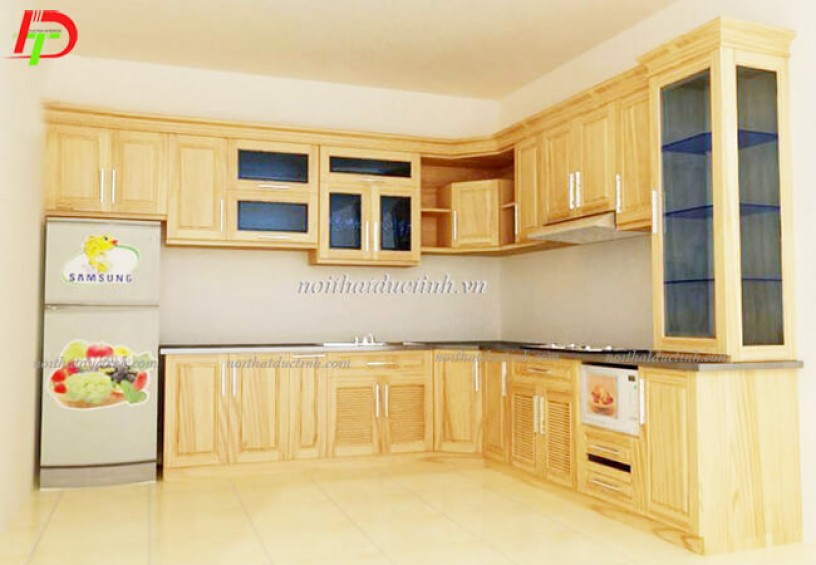 Tủ bếp gỗ tự nhiên - gỗ Sồi Nga TB19