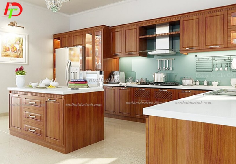 Tủ bếp gỗ tự nhiên - gỗ xoan đào TB17