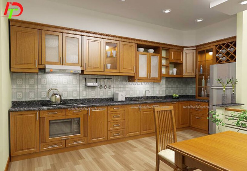 Tủ bếp gỗ tự nhiên hiện đại TB15