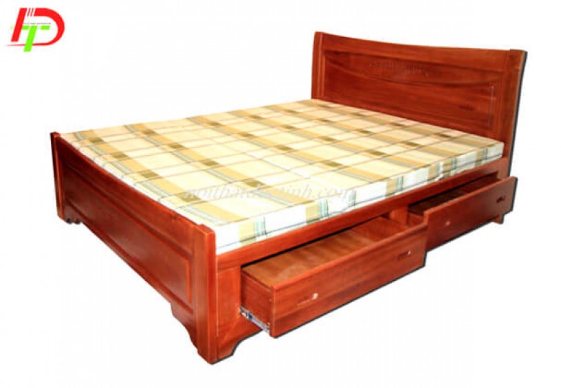 Giường ngủ gỗ xoan đào có hộc kéo GN54