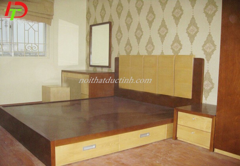 Mẫu giường ngủ gỗ có hộc kéo GN58