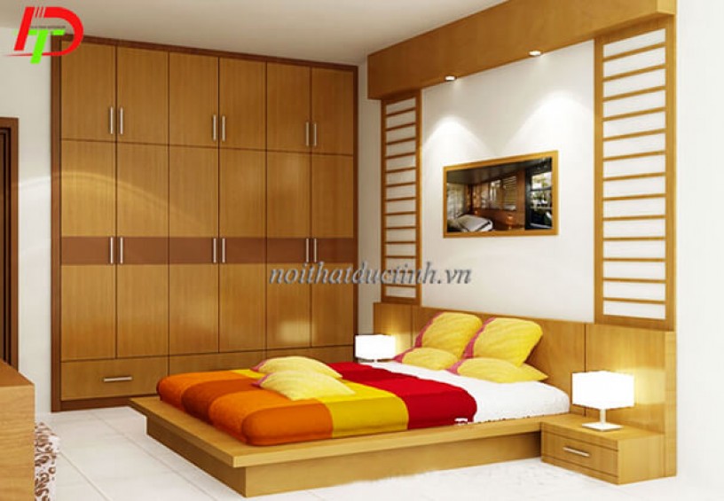 Mẫu giường gỗ đẹp kiểu nhật GN19