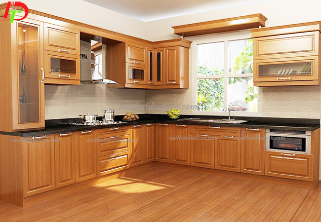 Tủ bếp đẹp gỗ tự nhiên TB13