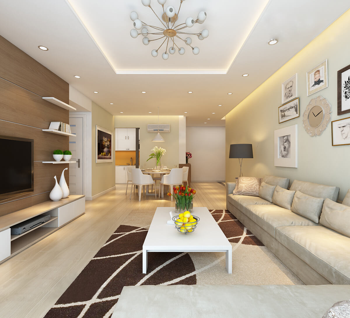 Thiết kế chung cư Mulberry theo phong cách hiện đại S = 121m2